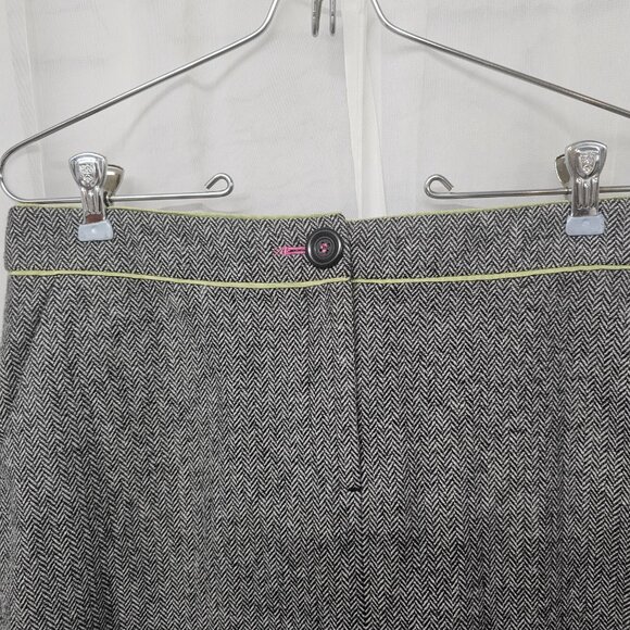 Vintage Sigrid Olsen Skirt Y2K Gray Herringbone Wool Twee Retro 6 - Picture 2 of 12